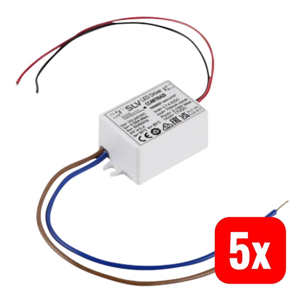 SLV LED Treiber Stromversorgung Netzteil LED Konstantstrom 4W 700mA Weiß 5 STÜCK - 4024163297424