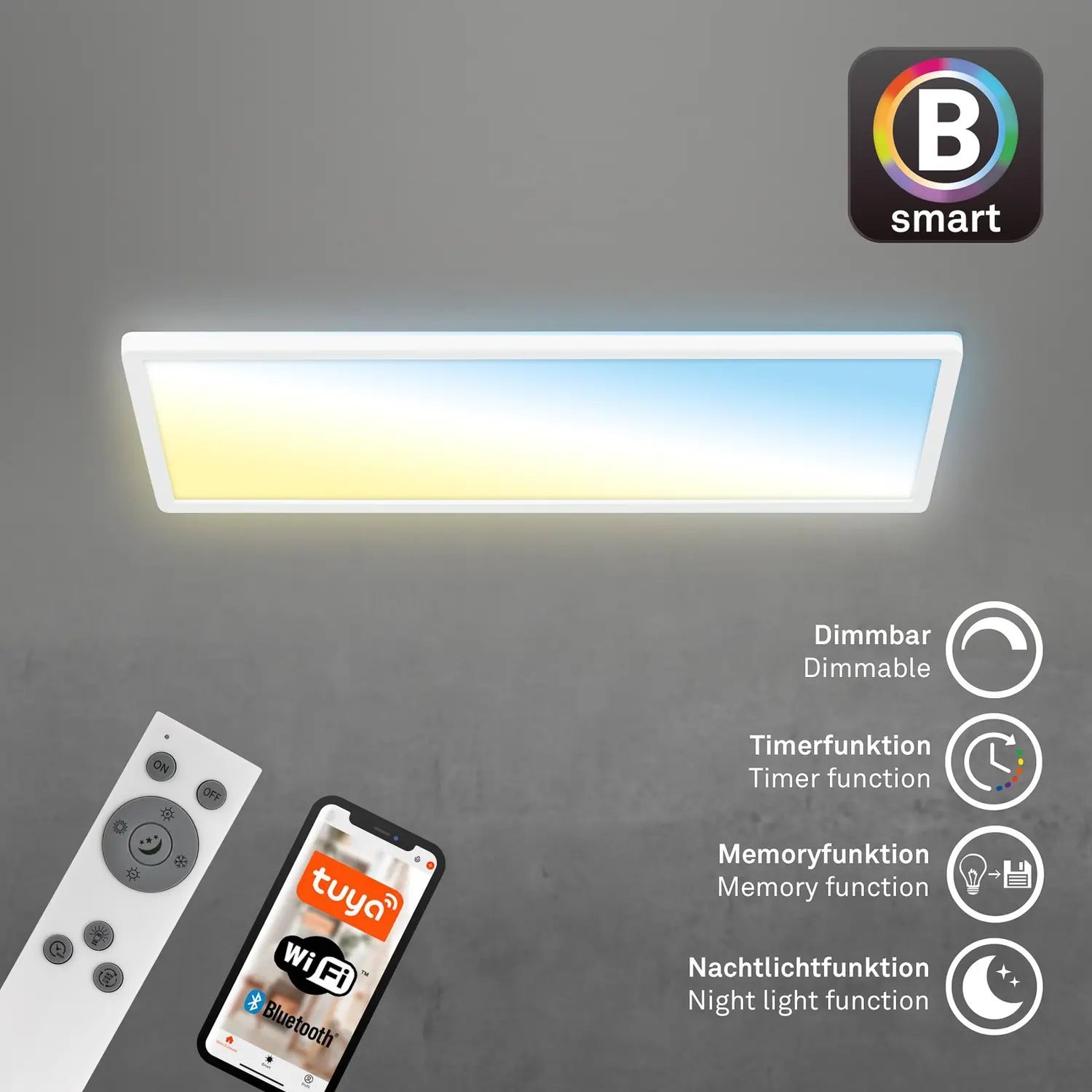 B-Ware Briloner Led Deckenleuchte Lampe Smart Tava Weiß Dimmbar Fernbedienung 58x20cm  - 4002707460299