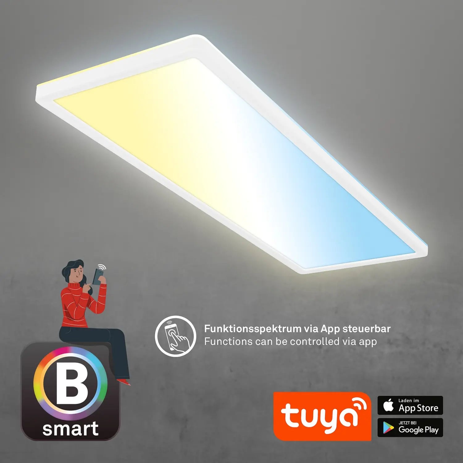 B-Ware Briloner Led Deckenleuchte Lampe Smart Tava Weiß Dimmbar Fernbedienung 58x20cm  - 4002707460299