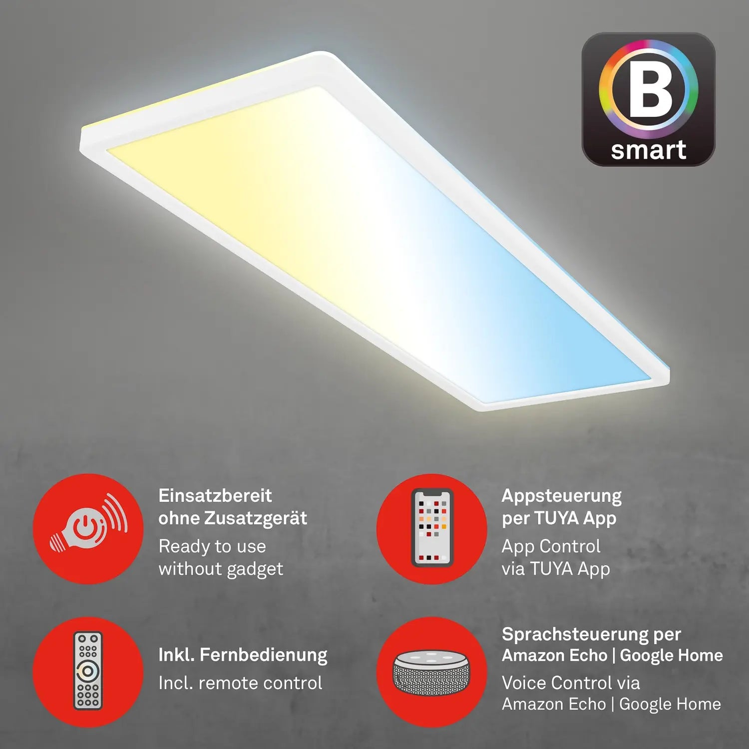 B-Ware Briloner Led Deckenleuchte Lampe Smart Tava Weiß Dimmbar Fernbedienung 58x20cm  - 4002707460299