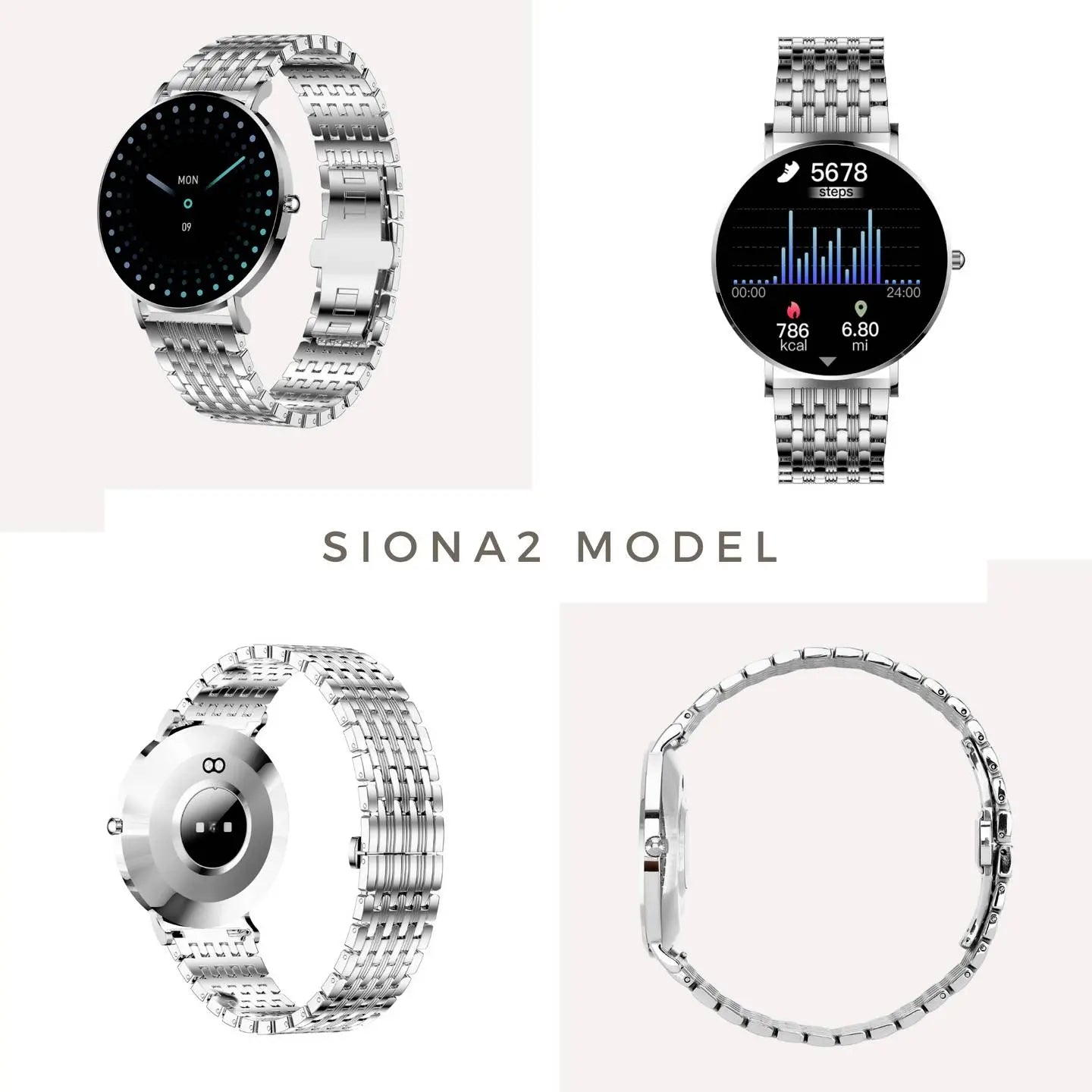 B-Ware Xcoast Siona 2 Smartwatch Armbanduhr Fitnessuhr Silber Damen Uhr - 4260449577044