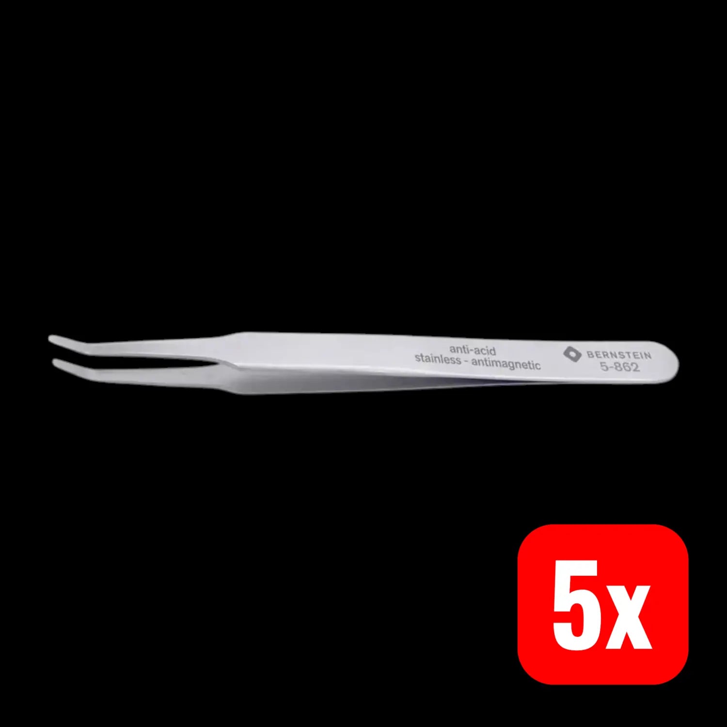 B-Ware Bernstein Universalpinzette Smd Edelstahl Flach Rund Gebogen 30° 125 Mm 5 Stück - 4250838526982