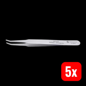 B-Ware Bernstein Universalpinzette Smd Edelstahl Flach Rund Gebogen 30° 125 Mm 5 Stück