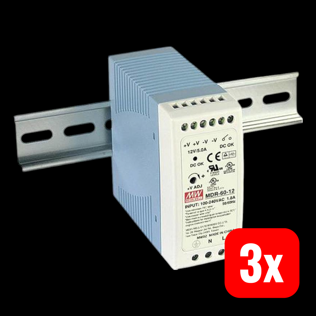 Mean Well MDR-60-24 Hutschienen-Netzteil DIN-Rail 24 V/DC 2.5A 60W 3 STÜCK - 4021087020862