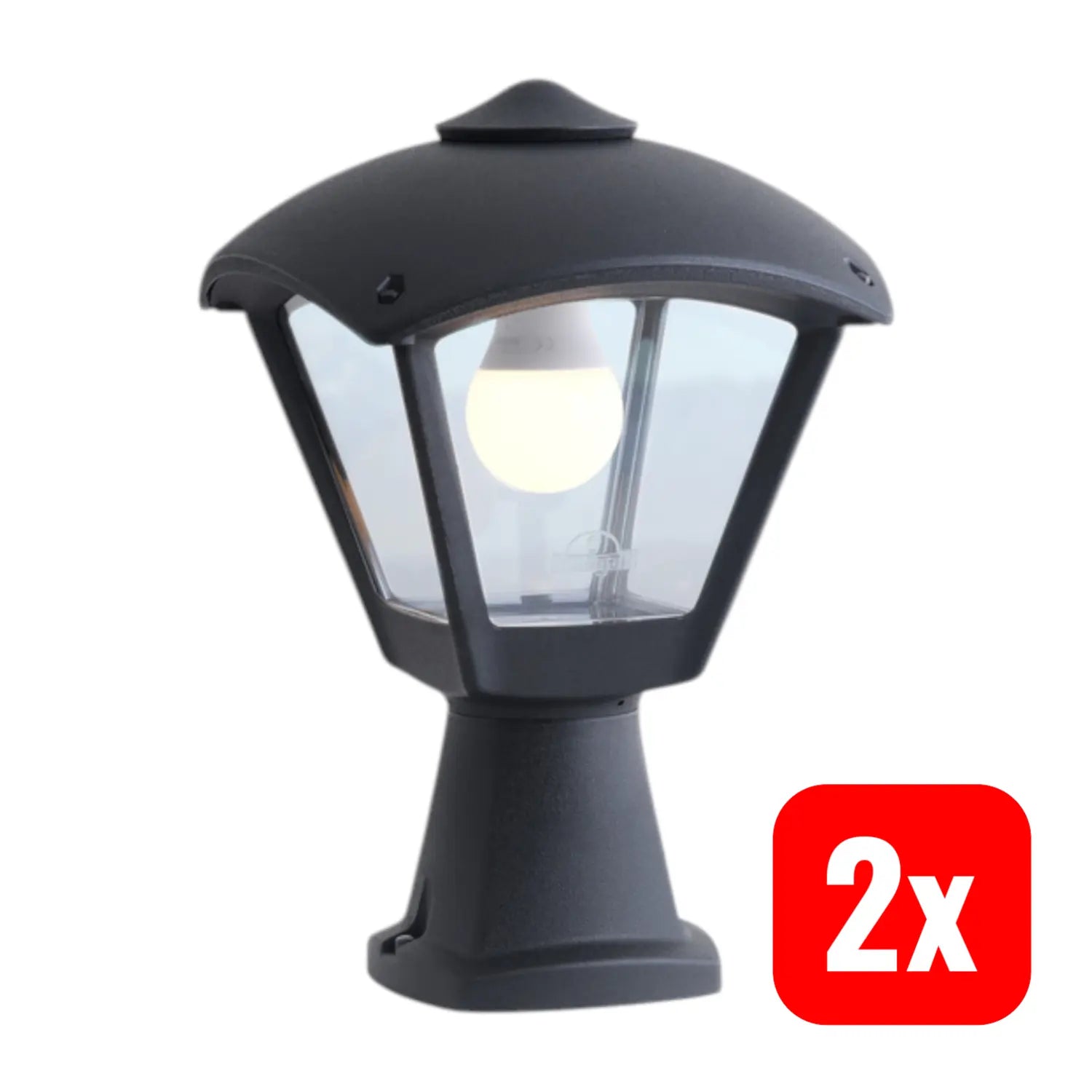 B-Ware Mididisma Sockelleuchte Gartenlampe Dario Schwarz Klar Außenlampe 2 Stück - 8031874270116