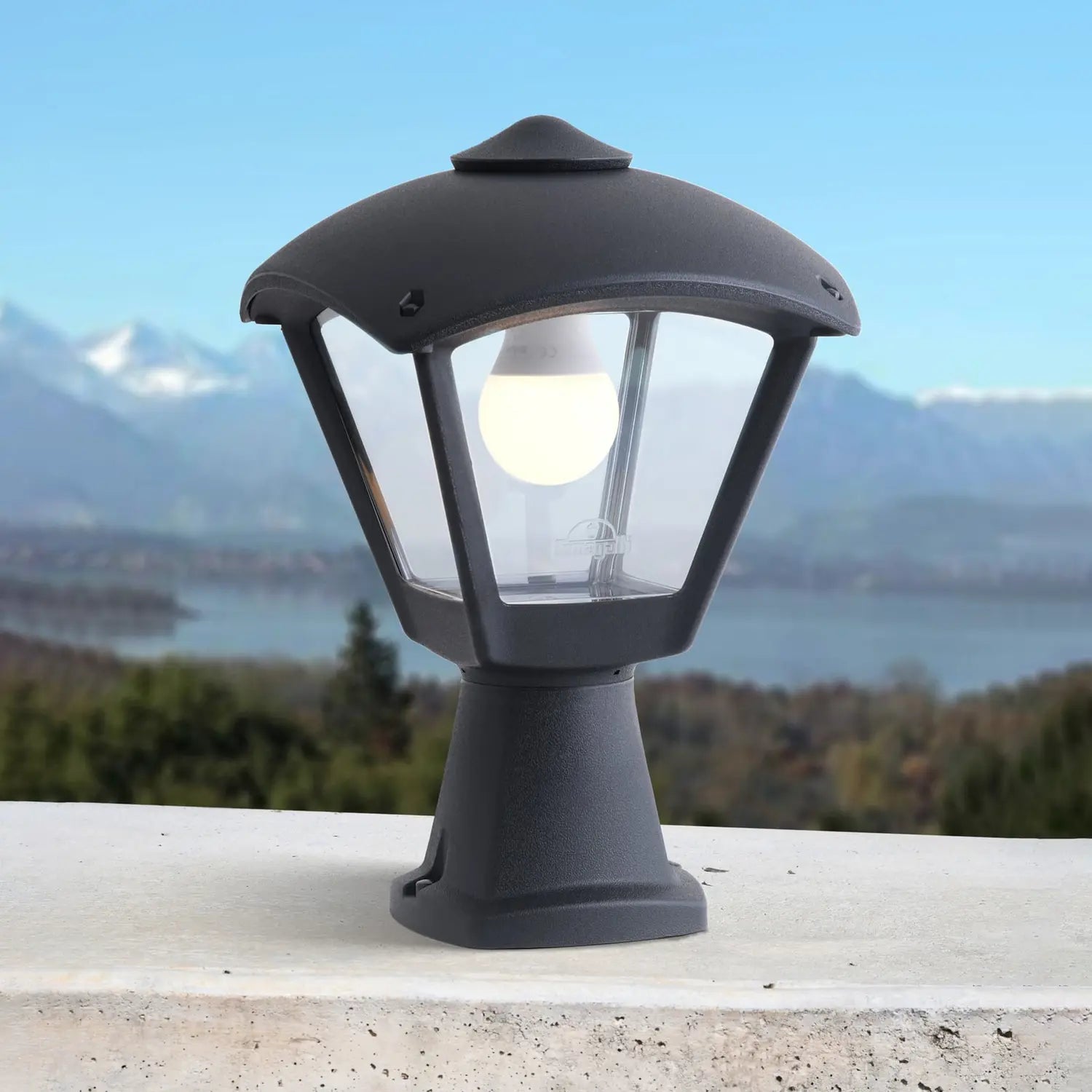 B-Ware Mididisma Sockelleuchte Gartenlampe Dario Schwarz Klar Außenlampe 2 Stück - 8031874270116