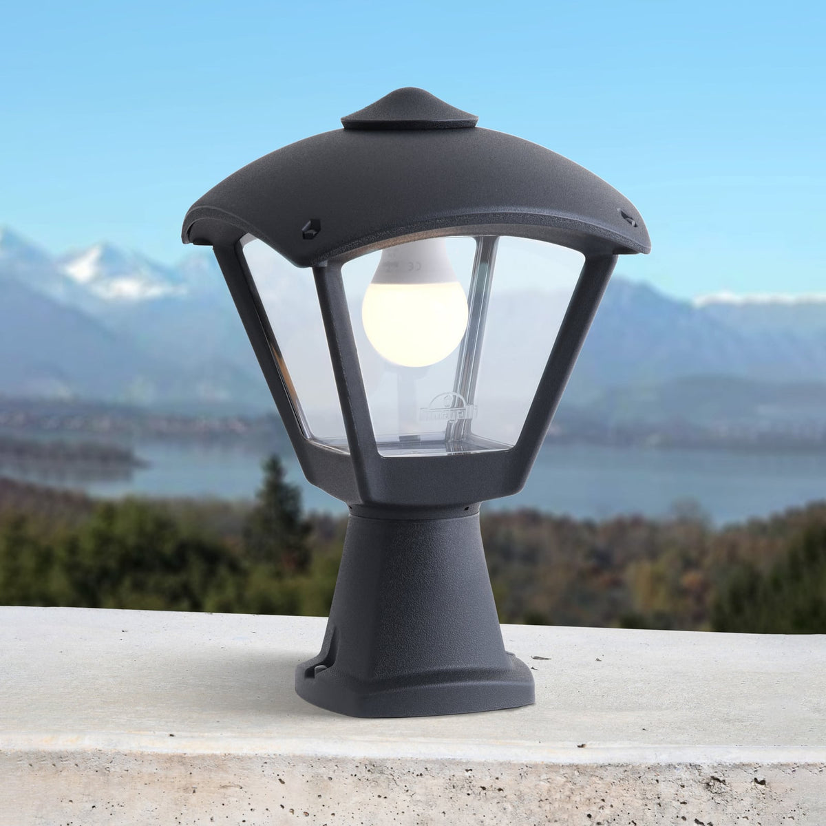Mididisma Sockelleuchte Gartenlampe Dario Schwarz Klar Außenlampe 2 STÜCK - 8031874270116