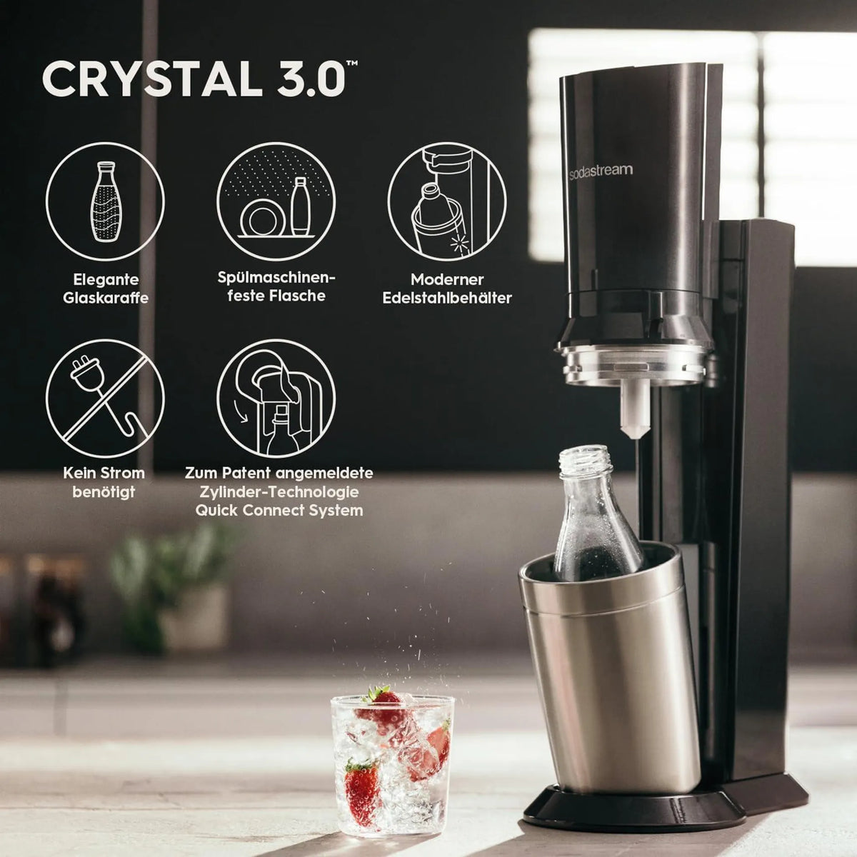 SodaStream Wassersprudler Trinkwassersprudler Crystal 3.0 titan DEFEKTWARE979 - 7290116742380