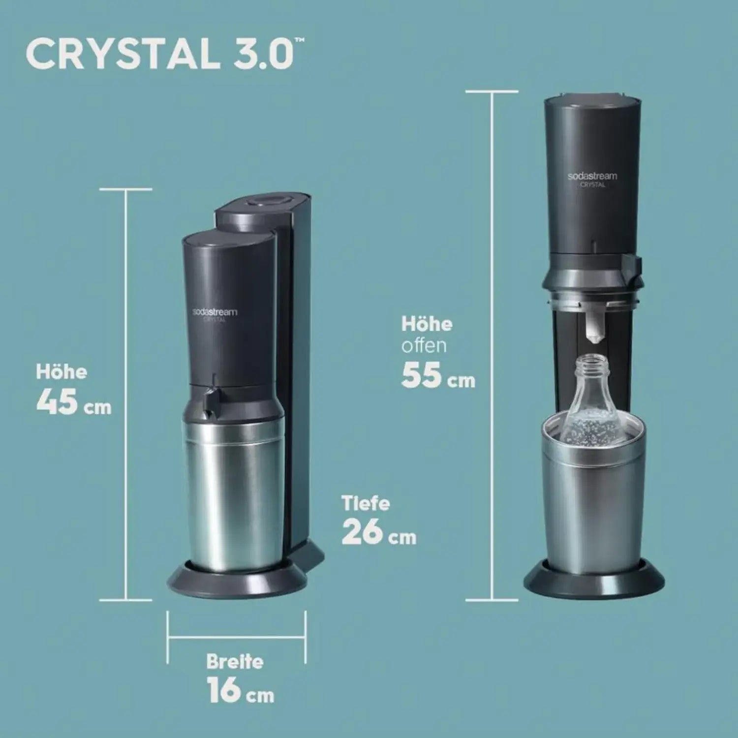 B-Ware Soda Stream Wassersprudler Trinkwassersprudler Crystal 3.0 Titan Glaskaraffe67 - 7290116742380