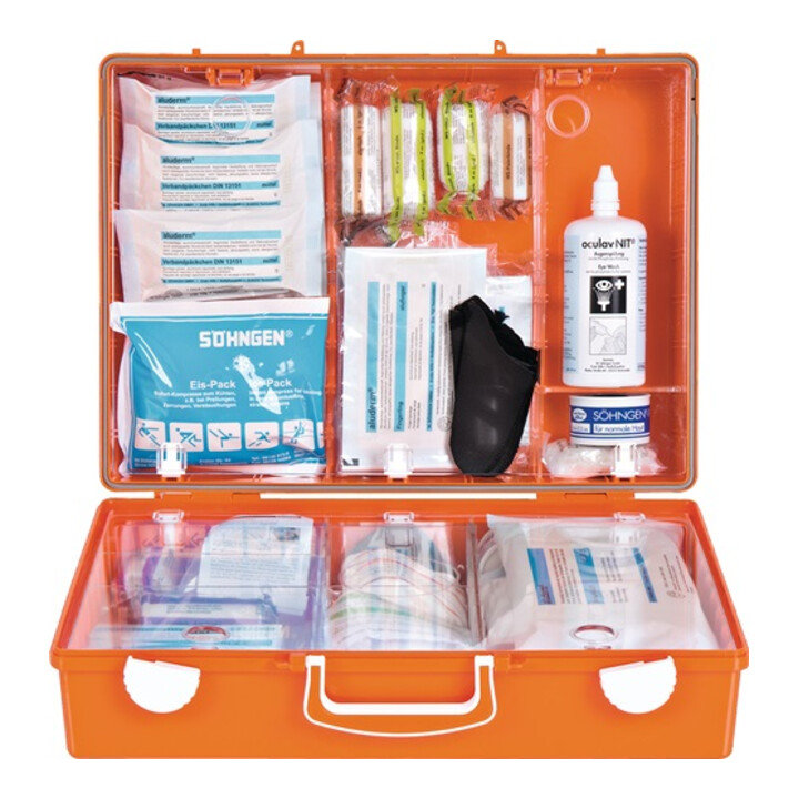 Söhngen Erste Hilfe Koffer Notfallbox Din13157 Werkstatt Orange Wandhalterung B-Ware - 4250108800354