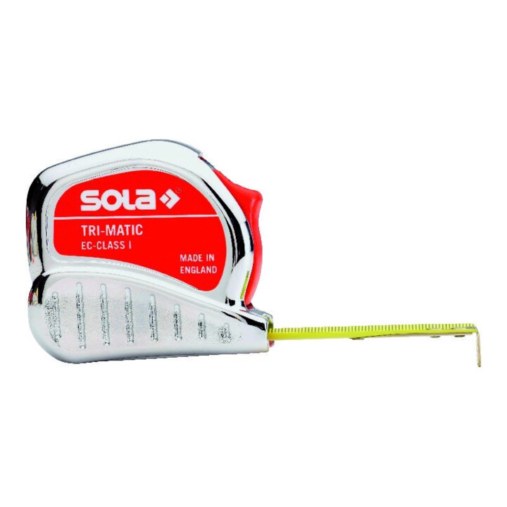 B-Ware Sola Taschenrollbandmaß Maßband Tri Matic L10m B25mm Gelb Stopptaste  - 9002719008934