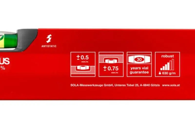 B-Ware Sola Wasserwaage Präzisions Libelle Level 180cm Aluminium Profil Big X Rot - 9002719015529