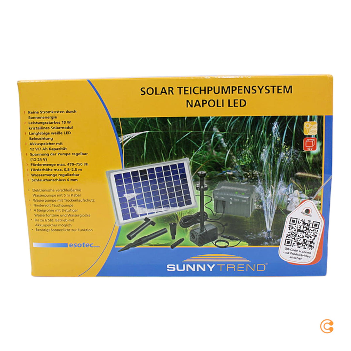 Esotec Napoli LED Solar Pumpenset Pumpe Beleuchtung Solarpumpe Set Lampe 750l/h - 4260057861535