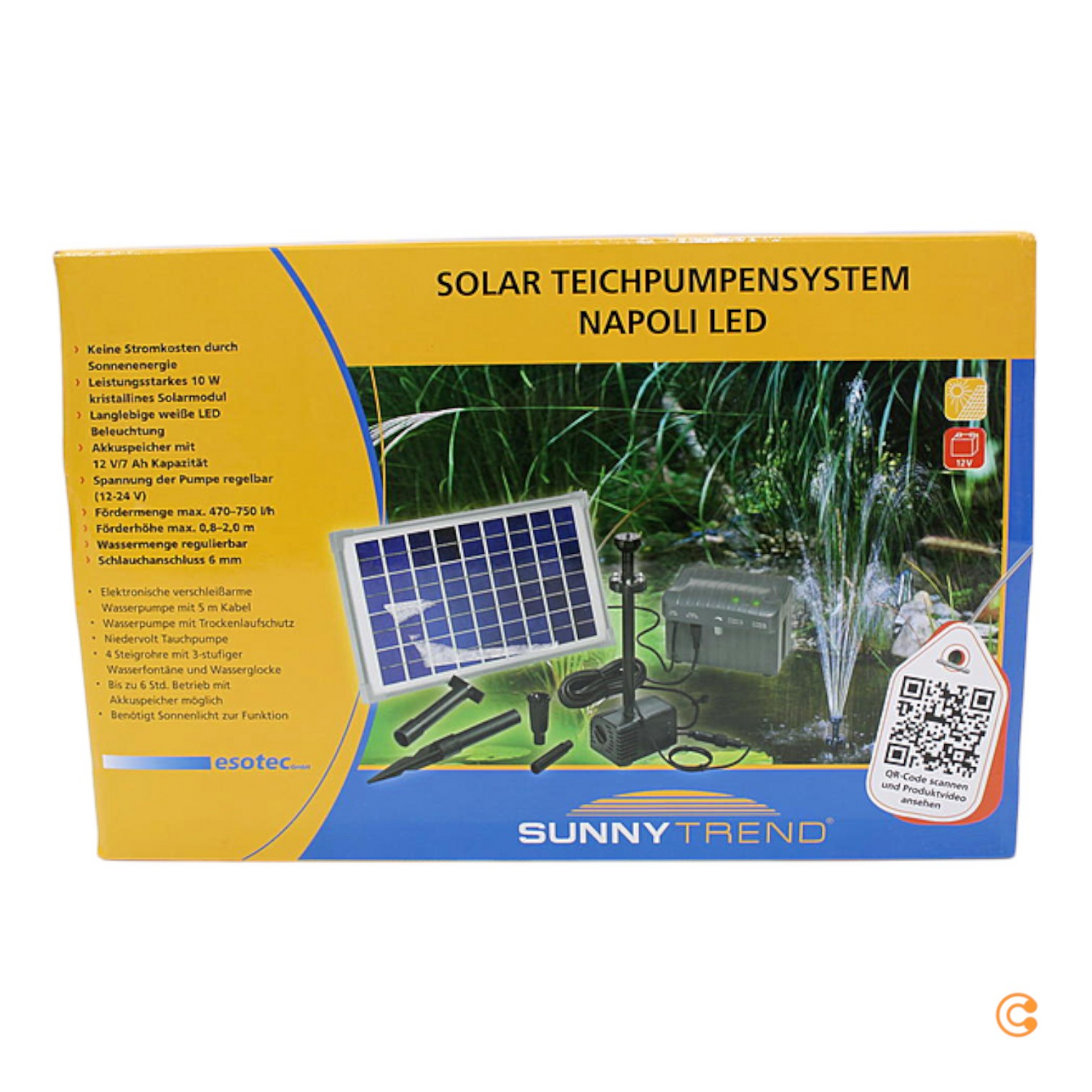 B-Ware Esotec Napoli Led Solar Pumpenset Pumpe Beleuchtung Solarpumpe Set Lampe 750l/H - 4260057861535