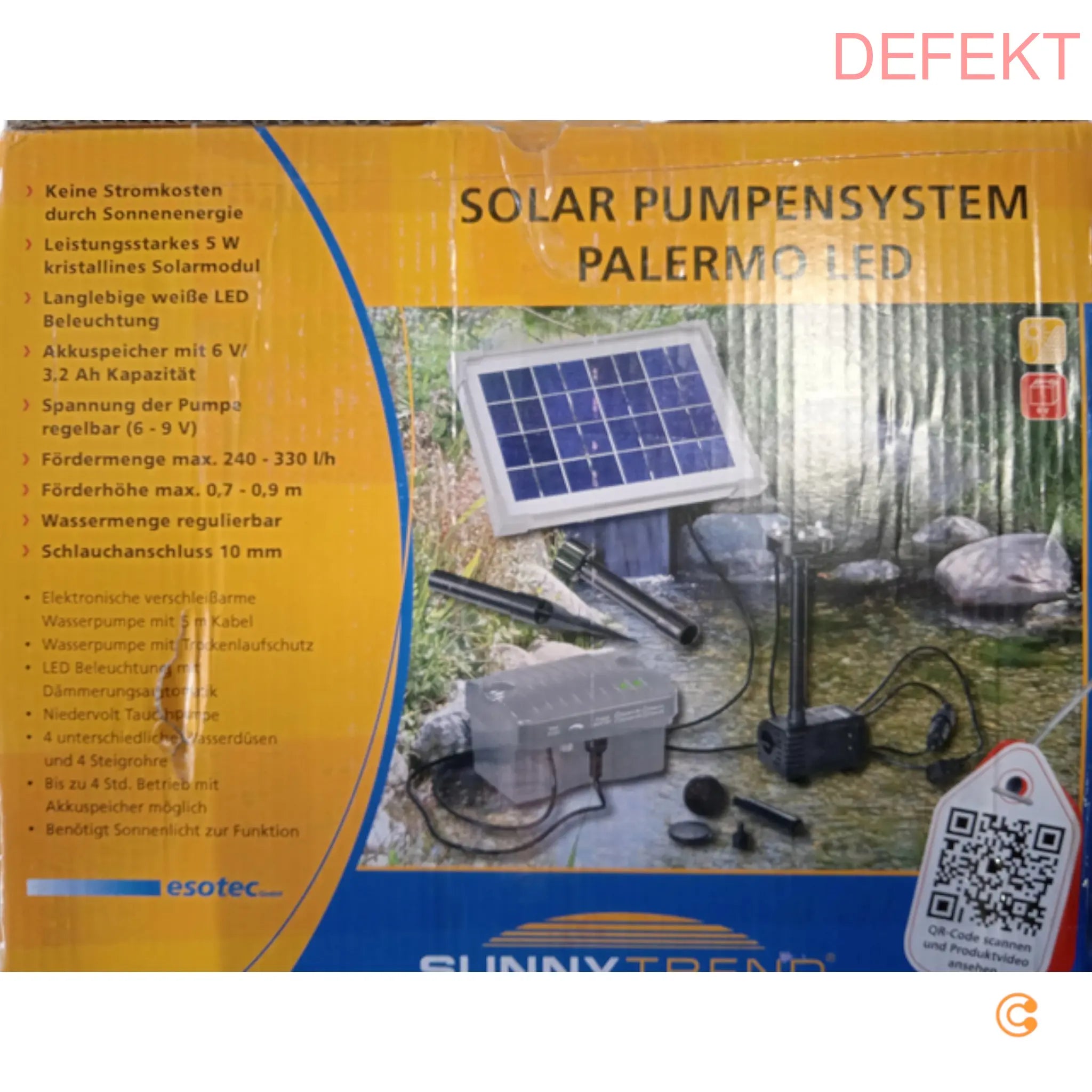 Esotec Palermo Led 101775 Solar Pumpenset Teichpumpe 330 L/H Defektware D-Ware - 4260057861801