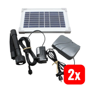 B-Ware Esotec Rimini Plus Solar Pumpenset Solarpumpe Akku Teichpumpe 175 L/H 2 Stück