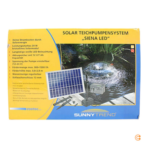 C-Ware Esotec Solar LED Teichpumpe Pumpenset Gartenpumpe Akkuspeicher 1500 l/h