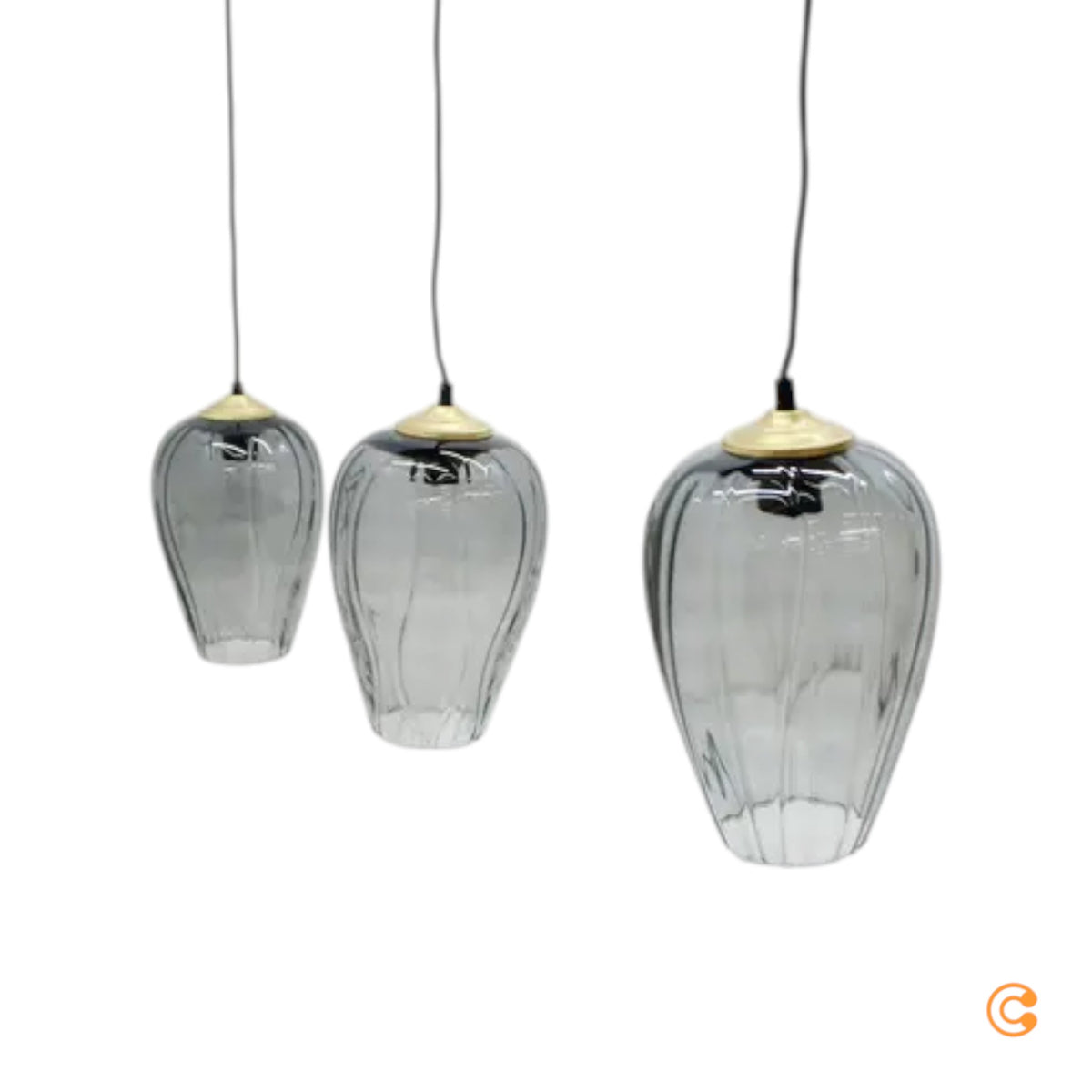 Solbika Lighting Pendelleuchte Linkeus II, Glasgrau, 3 Lichtquellen - 5904496316087