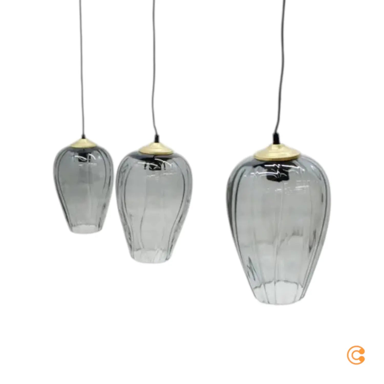 B-Ware Solbika Lighting Pendelleuchte Linkeus Ii, Glasgrau, 3 Lichtquellen - 5904496316087
