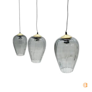 B-Ware Solbika Lighting Pendelleuchte Linkeus Ii, Glasgrau, 3 Lichtquellen