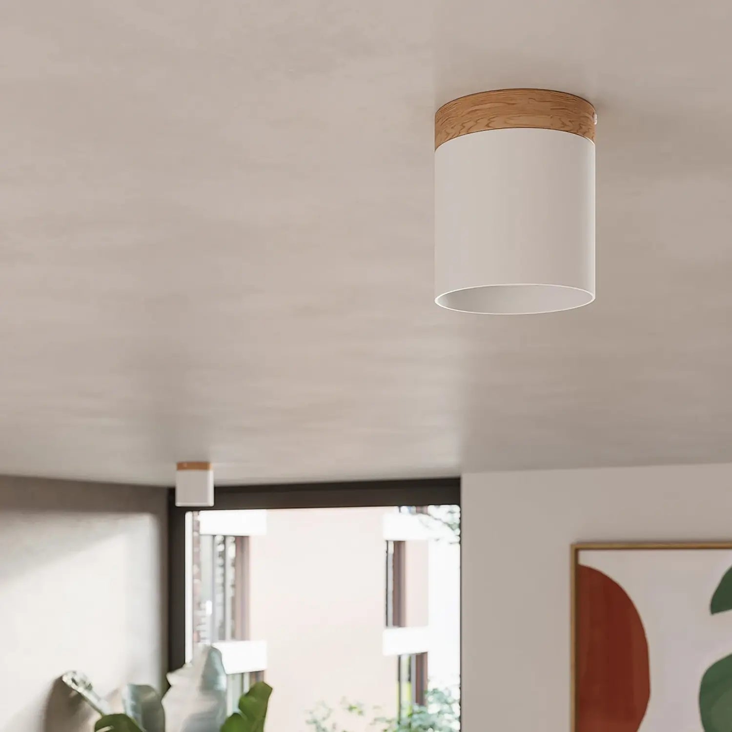 B-Ware Sollux Deckenspot Rif Spot Strahler Weiß Holz Aluminium ø 12 Cm Dimmbar Gu10 - 5903282773202