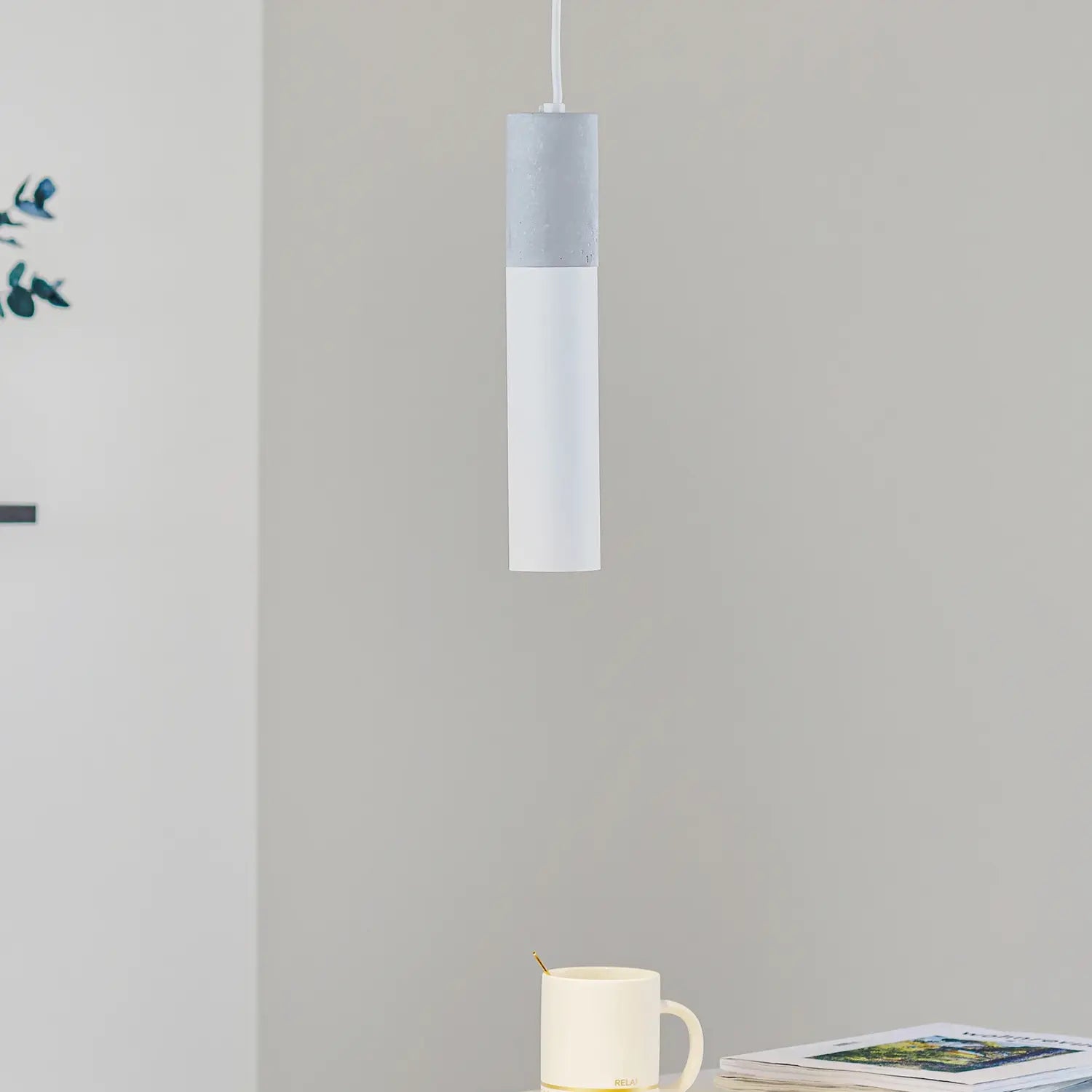 B-Ware Sollux Hängeleuchte Pendelleuchte Tube Beton Weiß Einflammig Lampe Gu10 Leuchte - 5903282730946