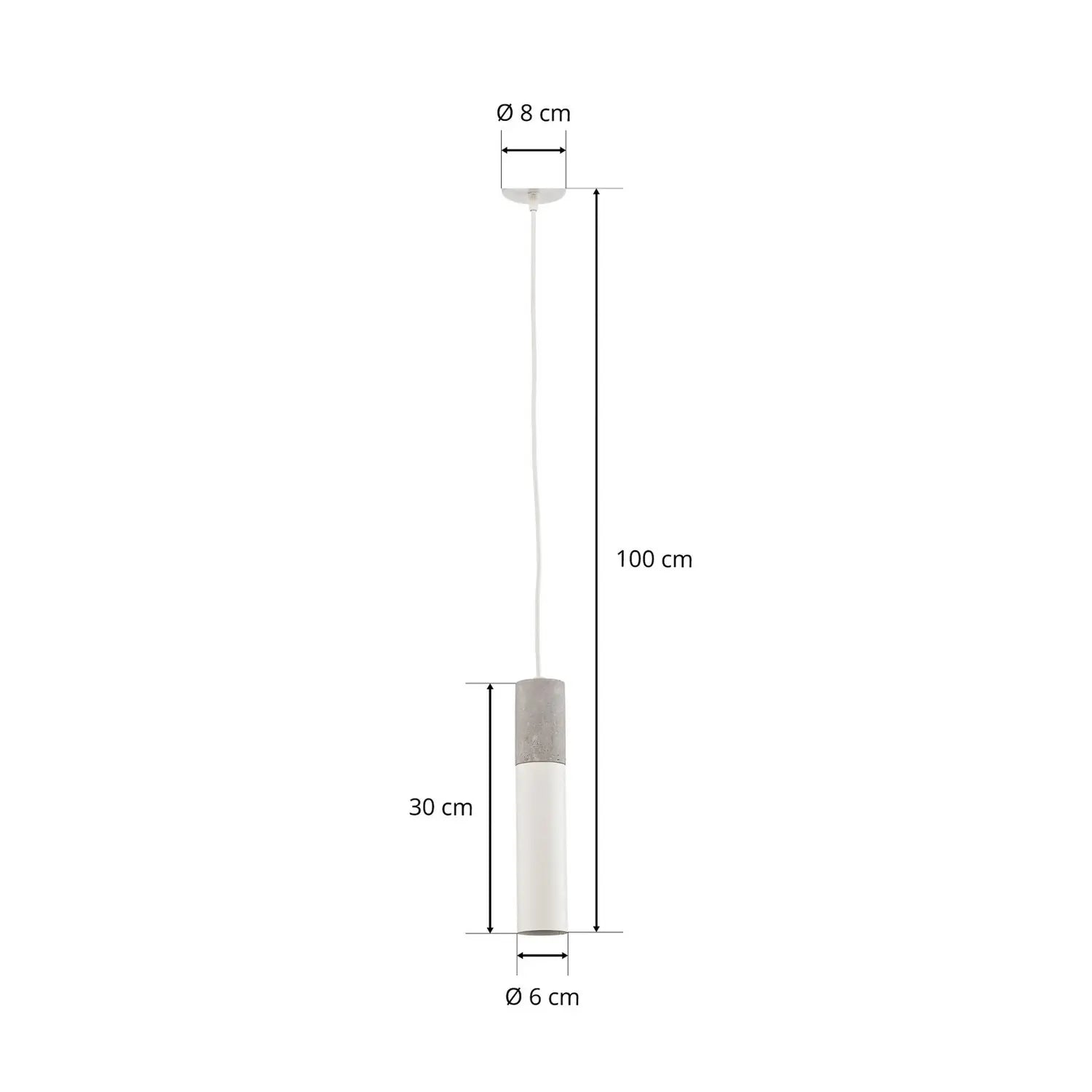 B-Ware Sollux Hängeleuchte Pendelleuchte Tube Beton Weiß Einflammig Lampe Gu10 Leuchte - 5903282730946