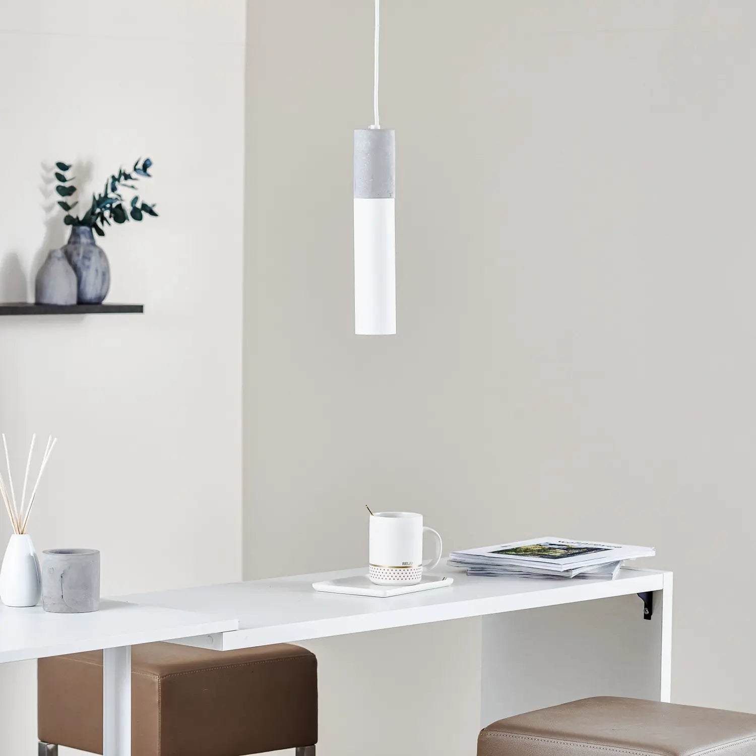 B-Ware Sollux Hängeleuchte Pendelleuchte Tube Beton Weiß Einflammig Lampe Gu10 Leuchte - 5903282730946