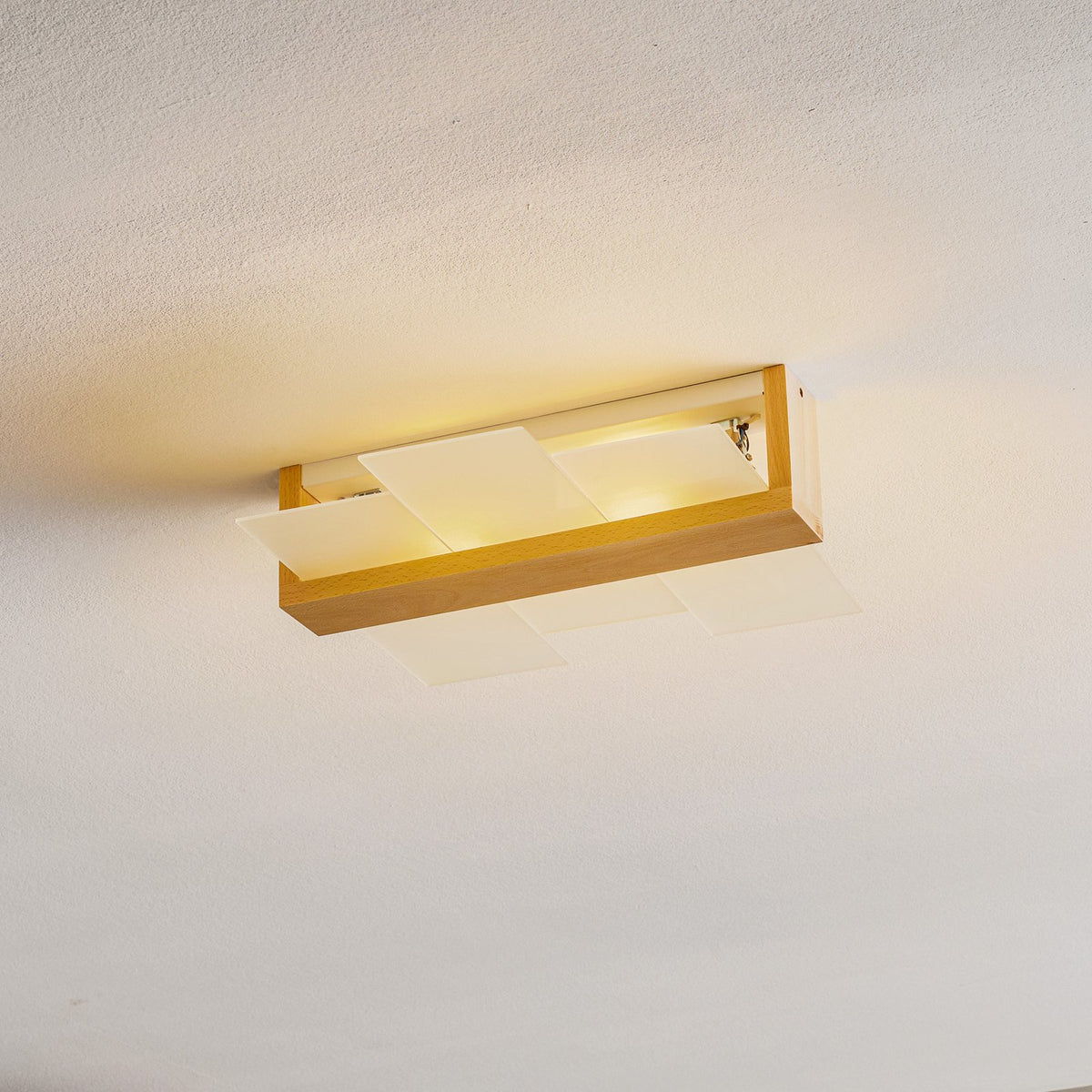 SOLLUX LIGHTING Deckenleuchte Shifted 2 Glas und helles Holz Lampe Leuchte Spot - 5903282729438