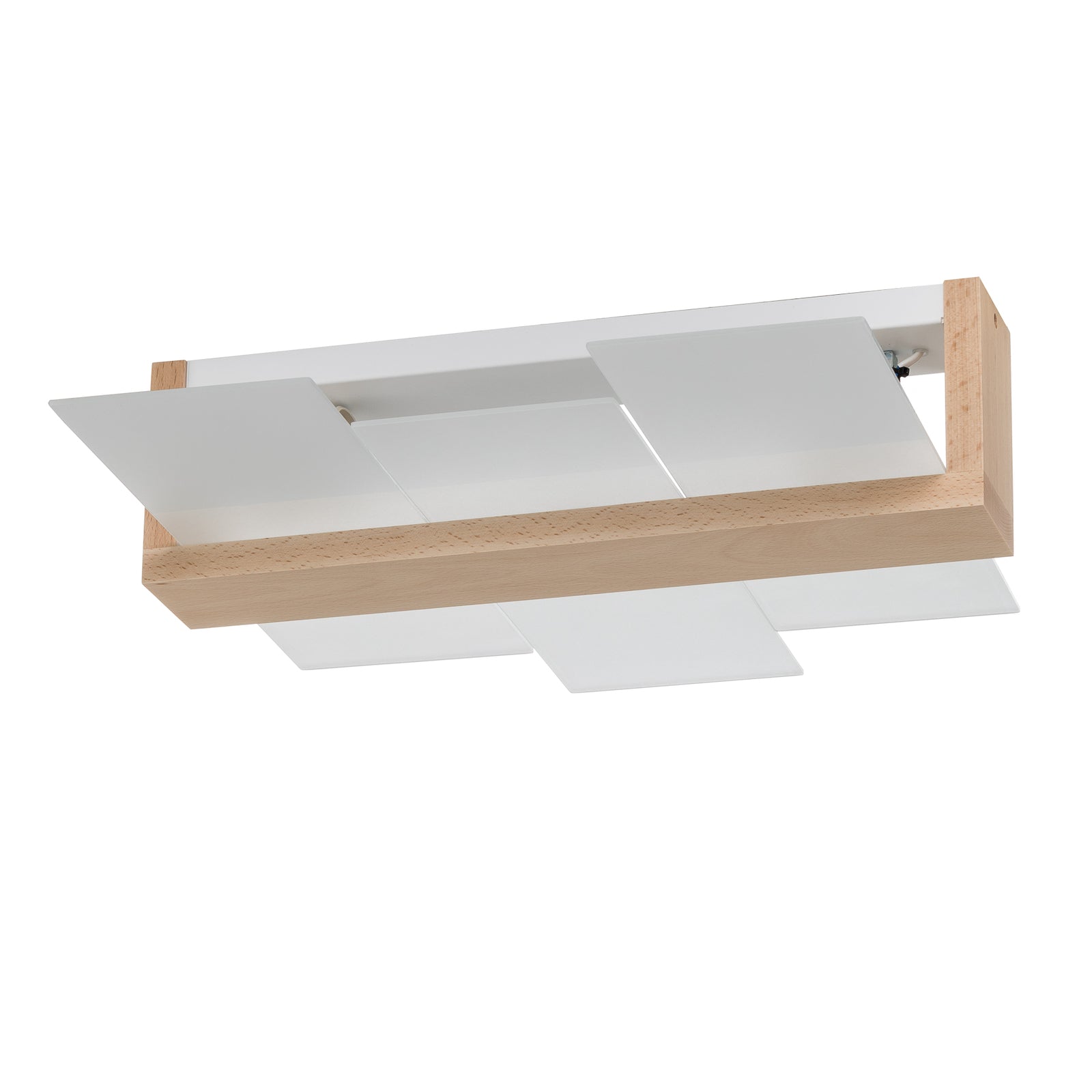 SOLLUX LIGHTING Deckenleuchte Shifted 2 Glas und helles Holz Lampe Leuchte Spot - 5903282729438