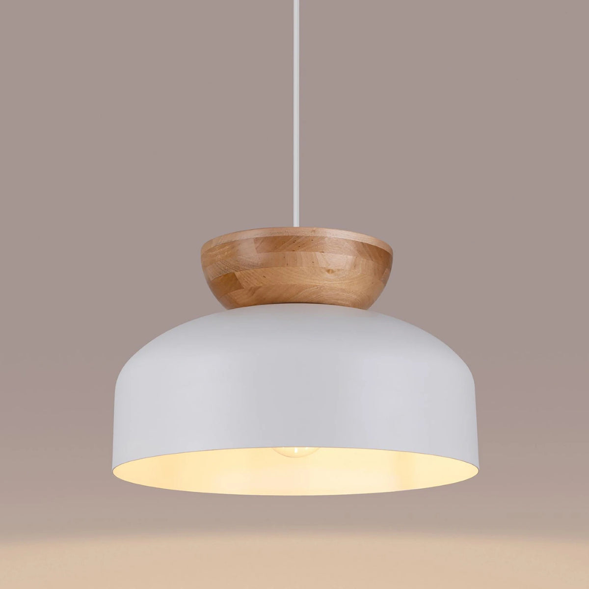 SOLLUX LIGHTING Hängeleuchte Pendelleuchte Marion weiß Holz Stahl Leuchte Lampe - 5903282773226