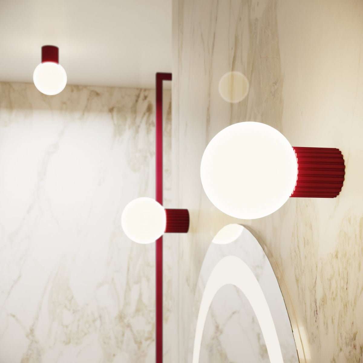 Wandleuchte Wandlampe SOLLUX ORBI Glas Metall dunkelrot Wohnzimmer LED G9 - 5907073081217