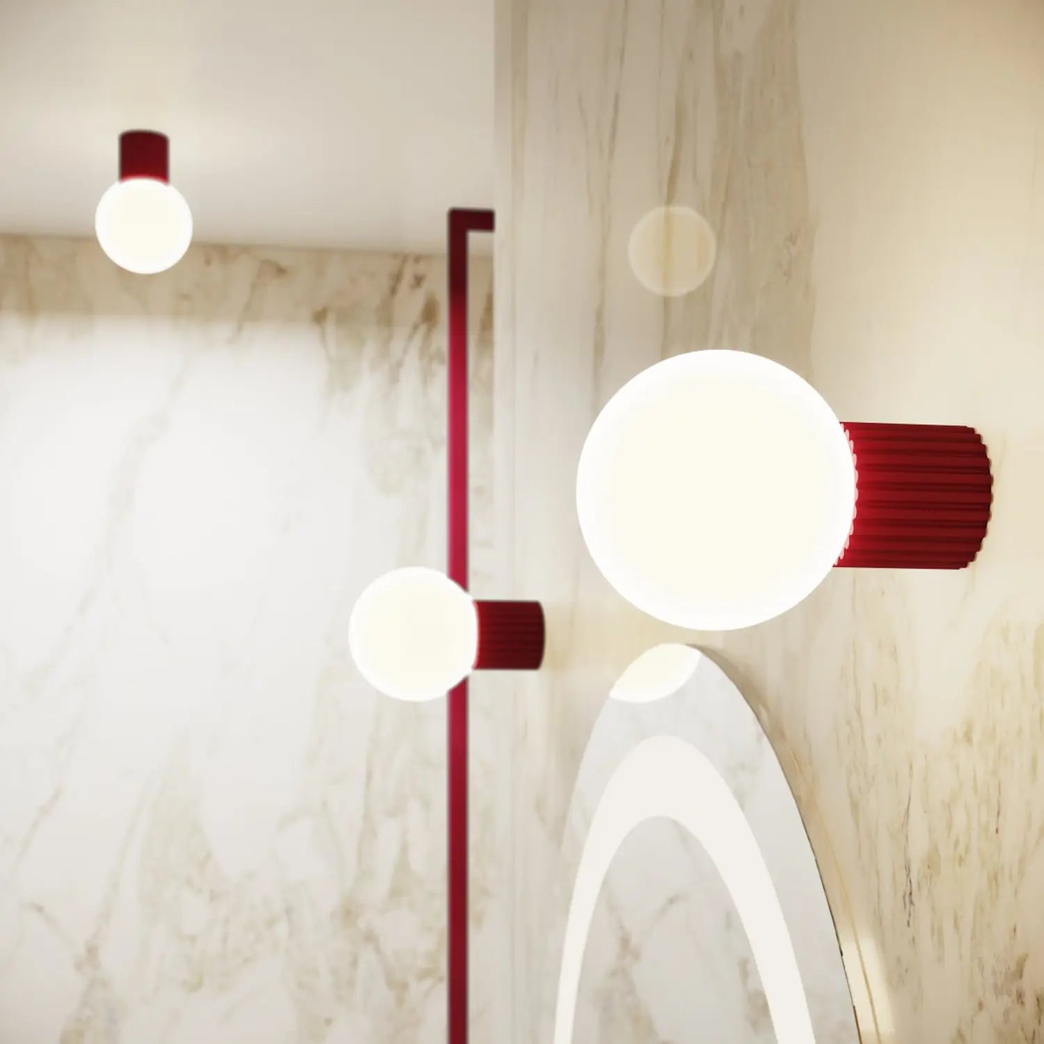 B-Ware Wandleuchte Wandlampe Sollux Orbi Glas Metall Dunkelrot Wohnzimmer Led G9 - 5907073081217