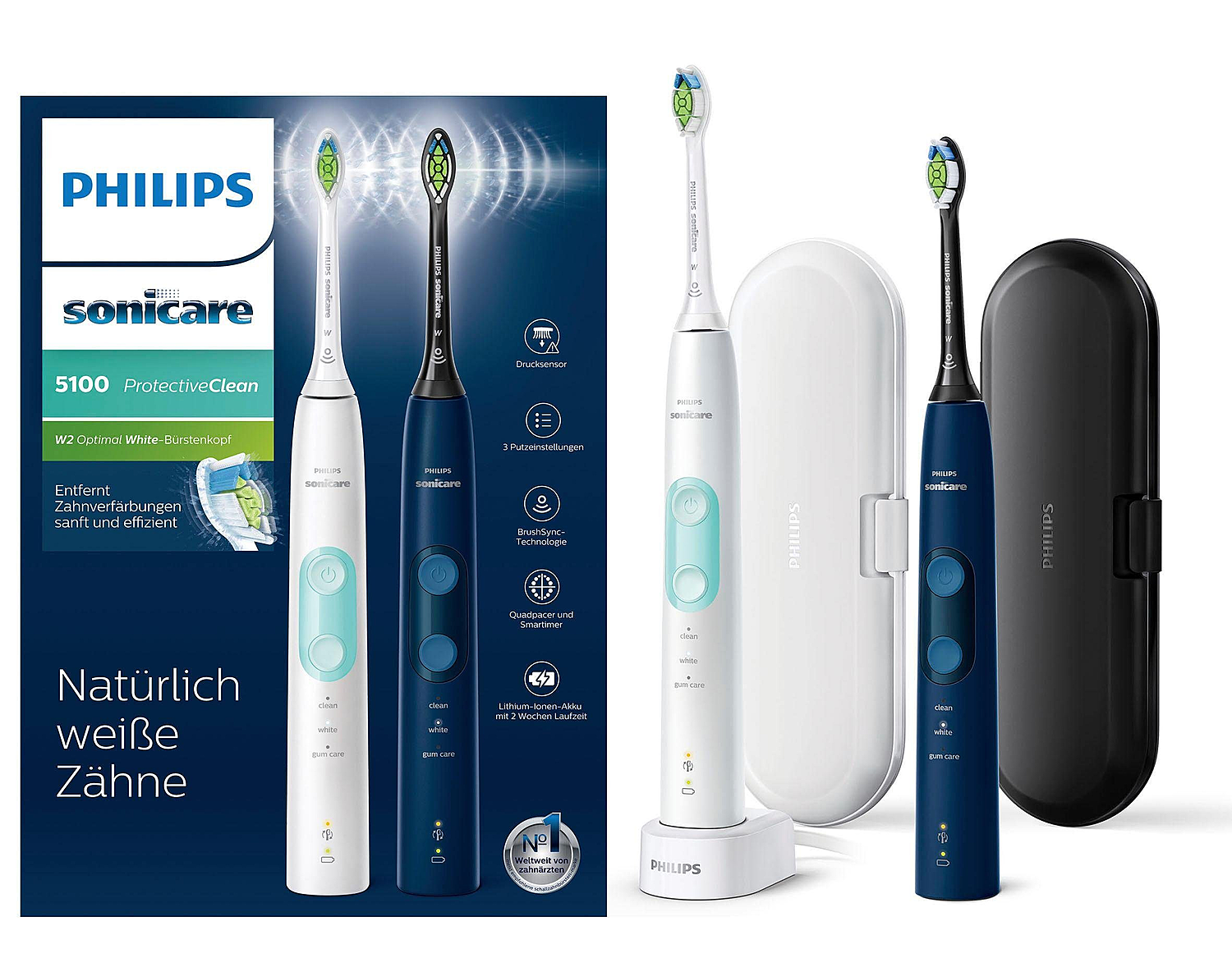 B-Ware Philips Hx6851/34  Sonicare Schallzahnbürste Elektrische Zahnbürste 2er Set - 8710103863342