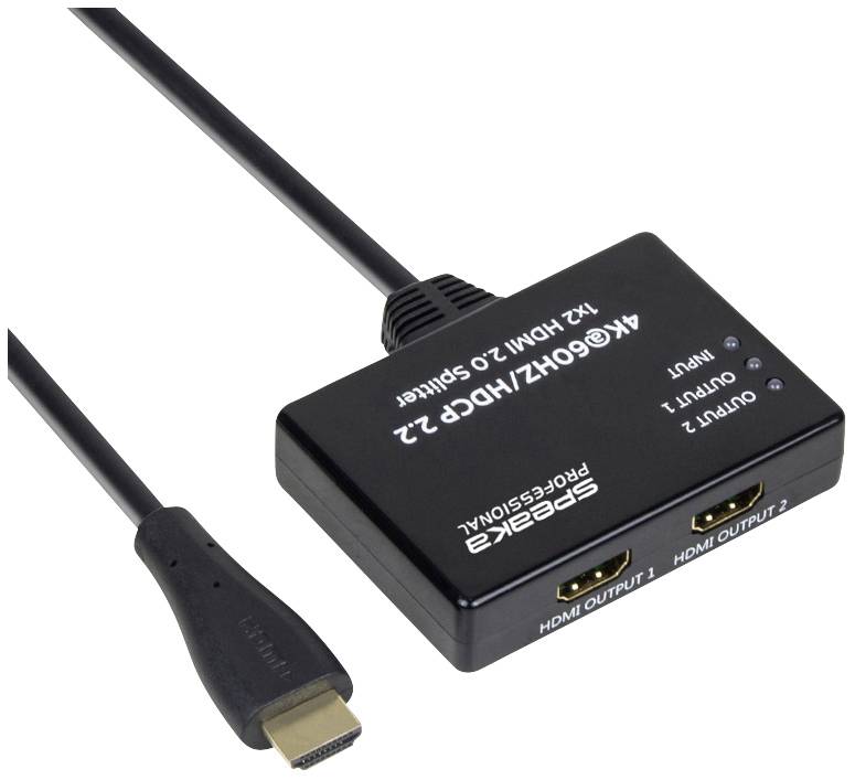 SpeaKa Professional SP-9443508 1+2 Port 4K-HDMI Splitter Hub Adapter Verbin940 - 4064161168524