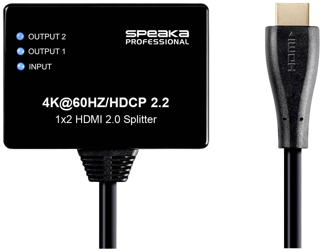 SpeaKa Professional SP-9443508 1+2 Port 4K-HDMI Splitter Hub Adapter Verbin940 - 4064161168524