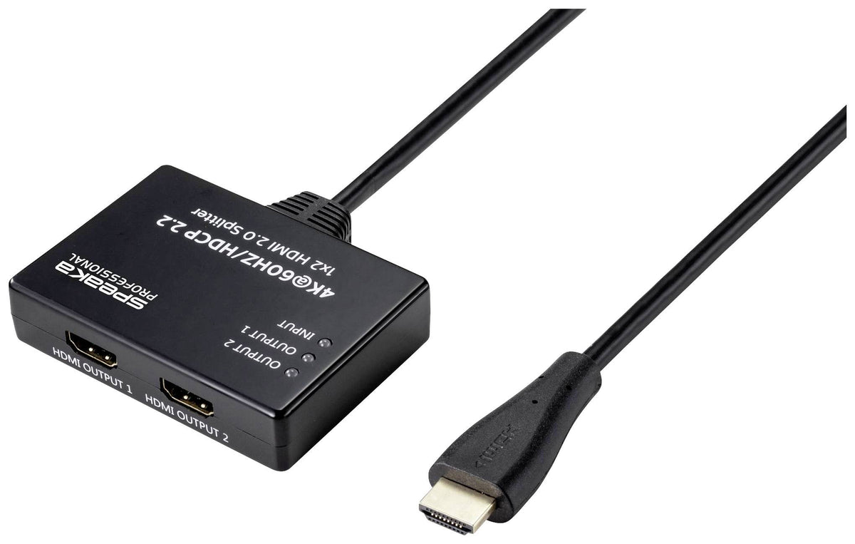 SpeaKa Professional SP-9443508 1+2 Port 4K-HDMI Splitter Hub Adapter Verbin940 - 4064161168524