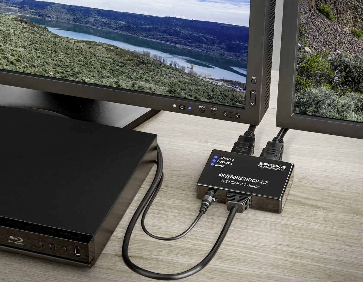 SpeaKa Professional SP-9443508 1+2 Port 4K-HDMI Splitter Hub Adapter Verbin940 - 4064161168524