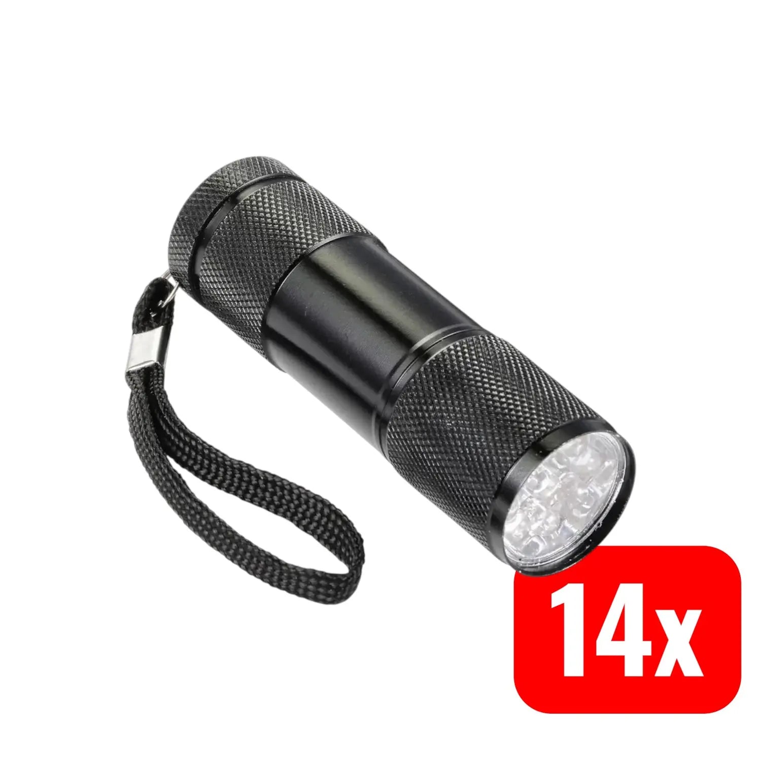 B-Ware Handlampe Taschenlampe Uv Led Schwarz Handschlaufe Batteriebetrieben 14 Stück  - 4064161234090