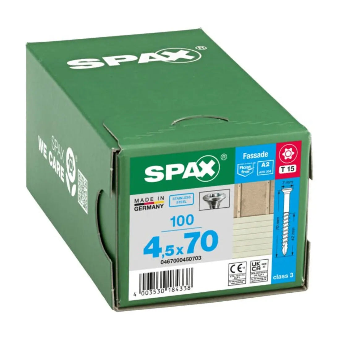 B-Ware Spax Fassadenschrauben Schrauben  Edelstahl A2 Linsensenkkopf 4,5x70mm 100 Stück - 4003530184338