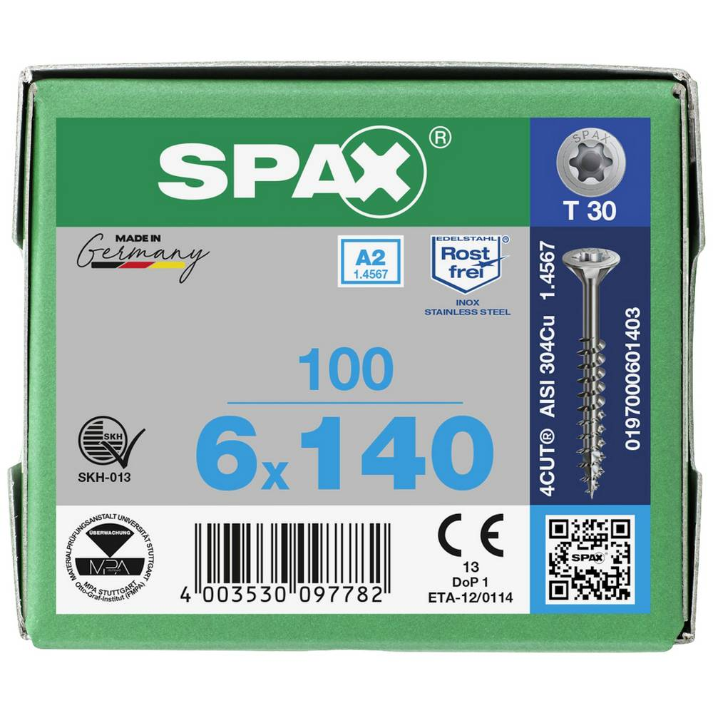 Spax Holzschraube Schraube Edelstahl V2 A 6x140mm Torx Rostfrei Montagematerial B-Ware - 4003530097782