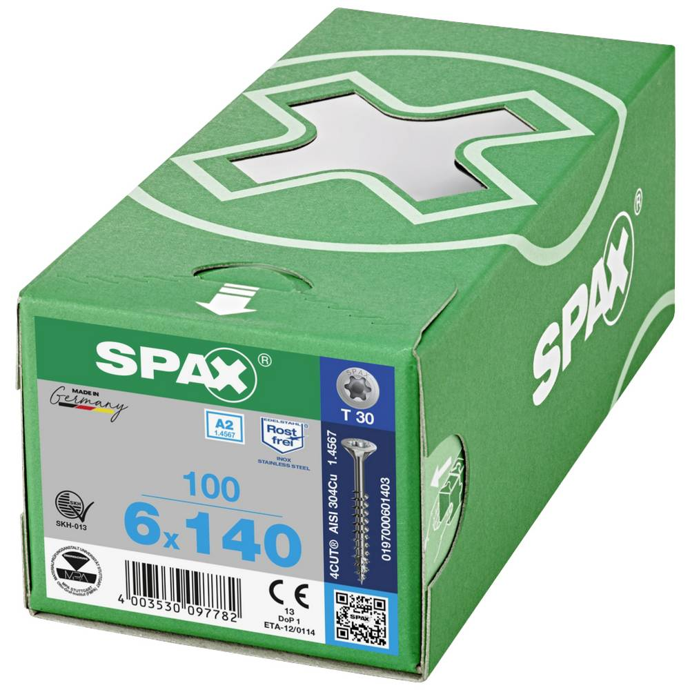 Spax Holzschraube Schraube Edelstahl V2 A 6x140mm Torx Rostfrei Montagematerial B-Ware - 4003530097782