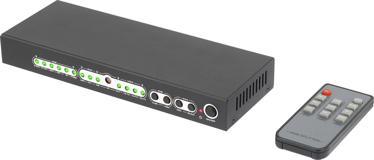 speaka-professional 4 Port HDMI-Splitter mit Fernbedienung Audio-Port 3840x2380 - 4016139138091