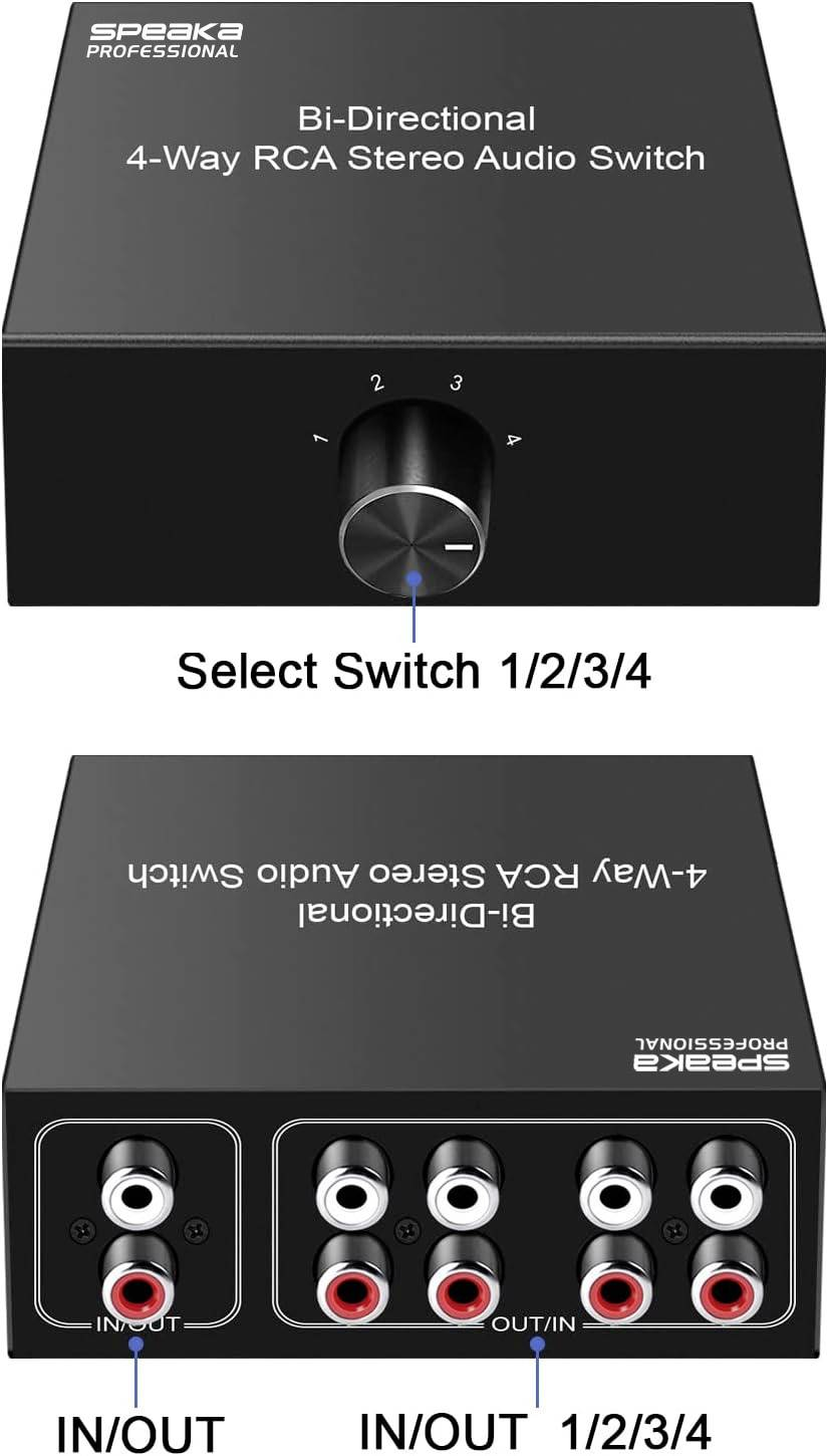 B-Ware Speaka Professional 4 Port Cinch Audioverteiler Switch Audio Hdmi 2 Stück - 4064161320298
