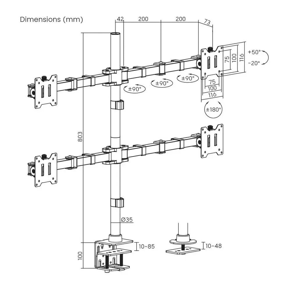 B-Ware Spea Ka Professional Monitor Tischhalterung Monitorhalterung 4 Monitore 17 35" - 4064161393421
