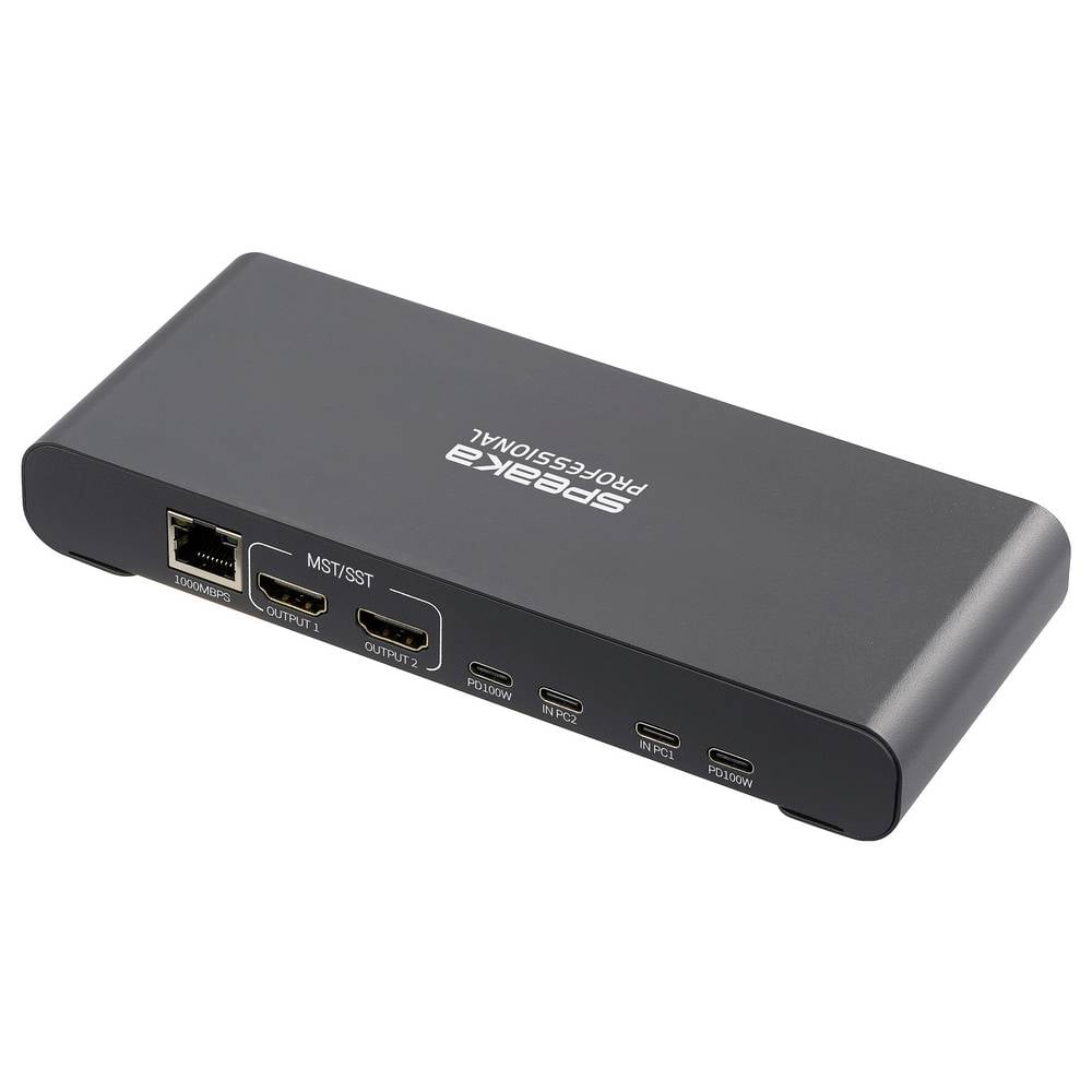 SpeaKa Professional KVM Umschalter Switch Rechner PC Grau HDMI USB-A USB-C 2Port - 4064161487694
