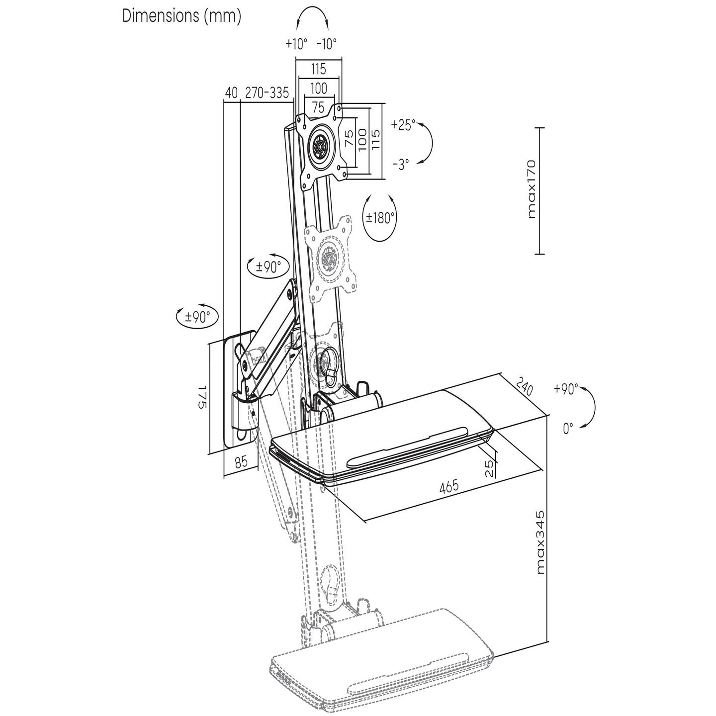 B-Ware Spea Ka Professional Monitor Wandhalterung Halter Weiß Tastaturablage Scanner - 4064161305639