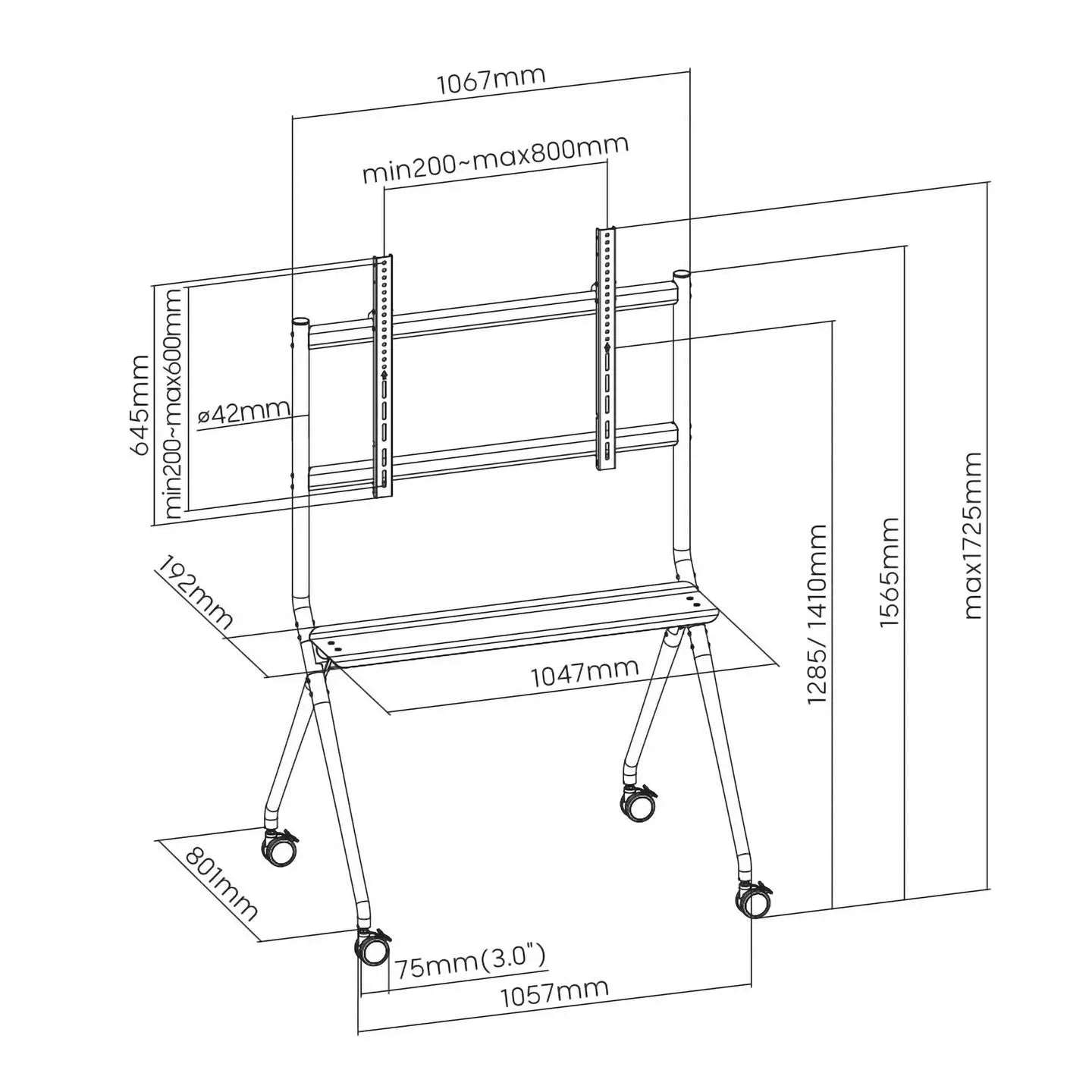 B-Ware Spea Ka Professional Tv Rollwagen Bodenständer Tv Wagen Höhenverstellbar Grau915 - 4064161393346