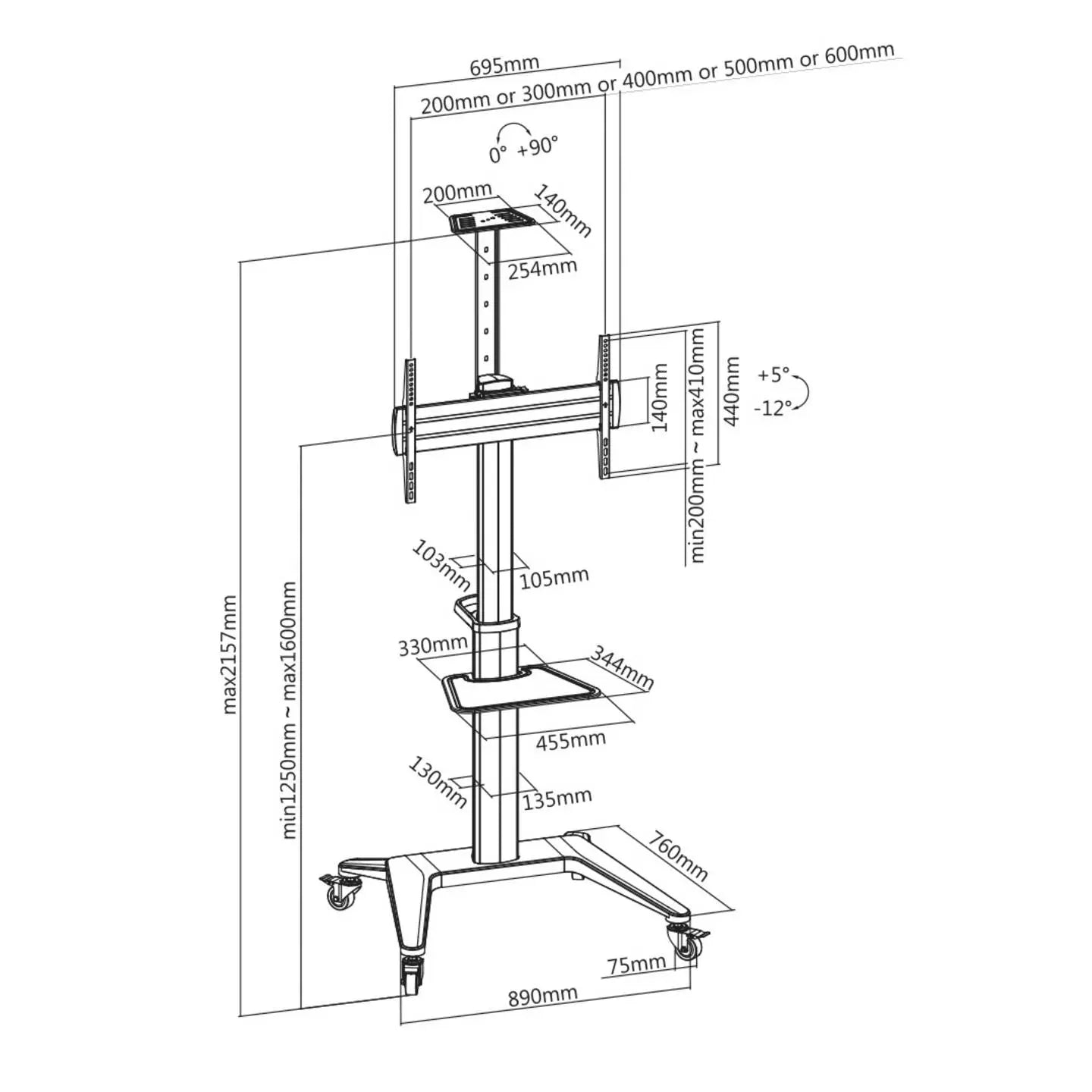 B-Ware Spea Ka Professional Tv Rollwagen Stand Tv Bodenständer Höhenverstellbar - 4064161393360