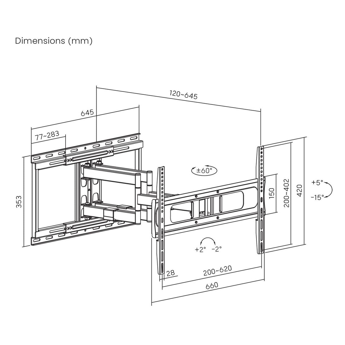 SpeaKa Professional TV Wandhalter Halterung 37"-86” Ausziehbar Schwenkbar - 4064161393391